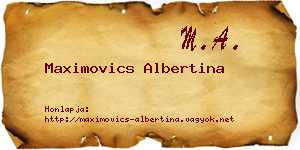 Maximovics Albertina névjegykártya